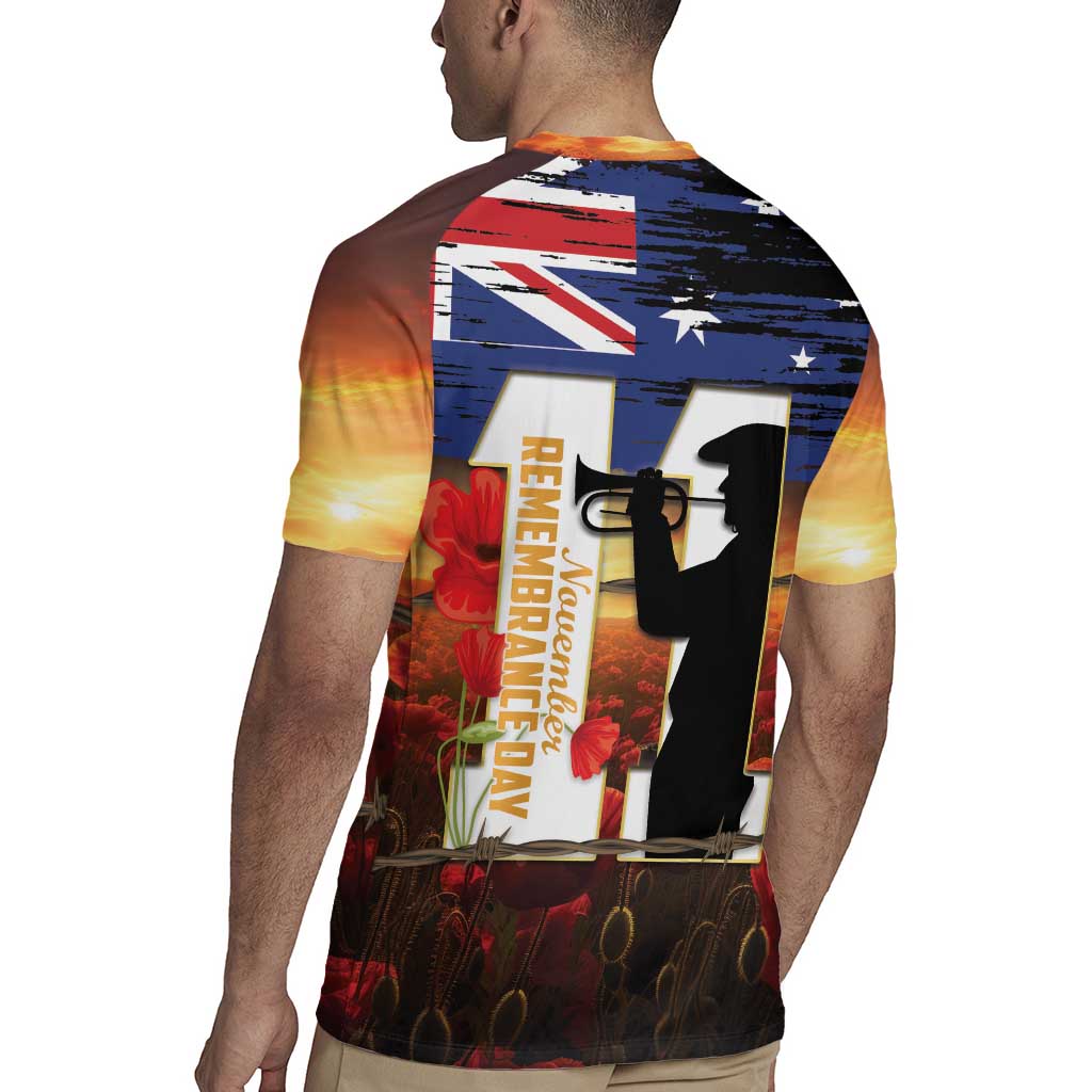 Australia Rememberance Day Rugby Jersey 11 November Poppy Field With Last Post