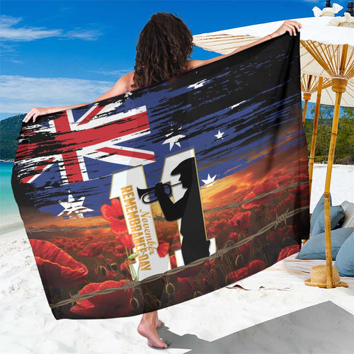 Australia Rememberance Day Sarong 11 November Poppy Field With Last Post