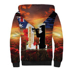 Australia Rememberance Day Sherpa Hoodie 11 November Poppy Field With Last Post