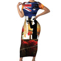 Australia Rememberance Day Short Sleeve Bodycon Dress 11 November Poppy Field With Last Post