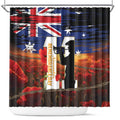 Australia Rememberance Day Shower Curtain 11 November Poppy Field With Last Post