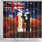 Australia Rememberance Day Shower Curtain 11 November Poppy Field With Last Post