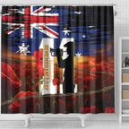 Australia Rememberance Day Shower Curtain 11 November Poppy Field With Last Post