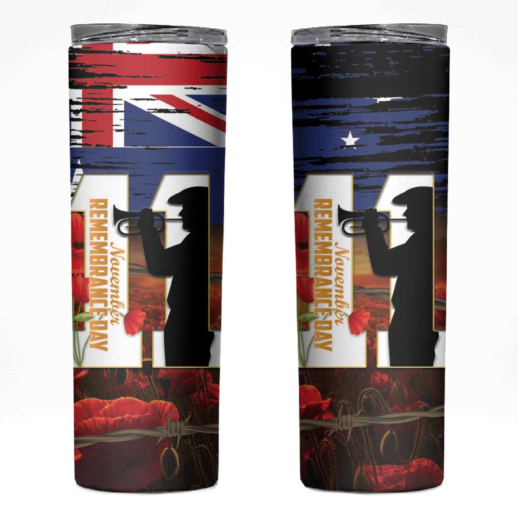 Australia Rememberance Day Skinny Tumbler 11 November Poppy Field With Last Post