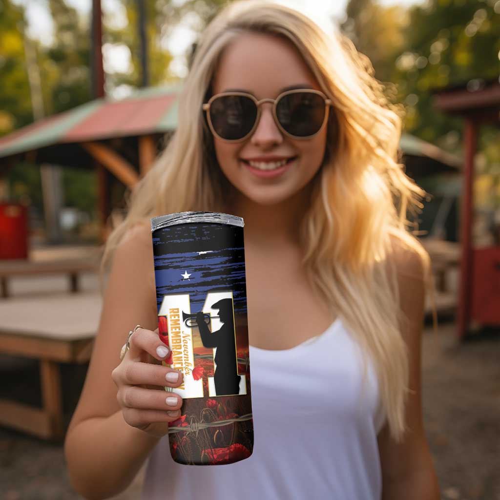 Australia Rememberance Day Skinny Tumbler 11 November Poppy Field With Last Post