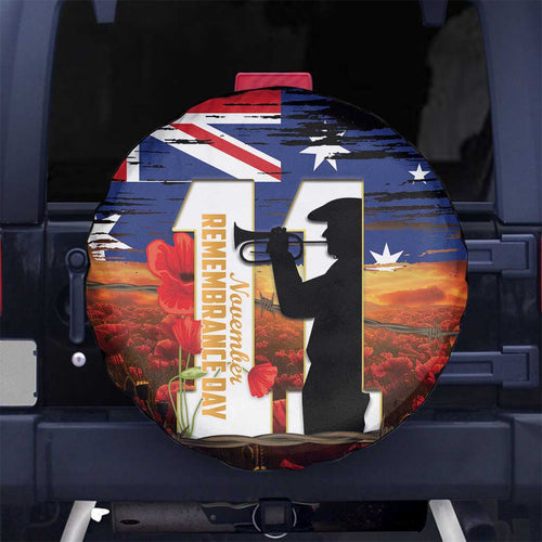 Australia Rememberance Day Spare Tire Cover 11 November Poppy Field With Last Post