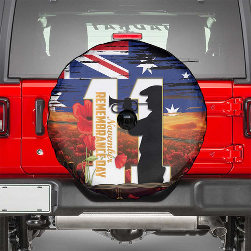 Australia Rememberance Day Spare Tire Cover 11 November Poppy Field With Last Post