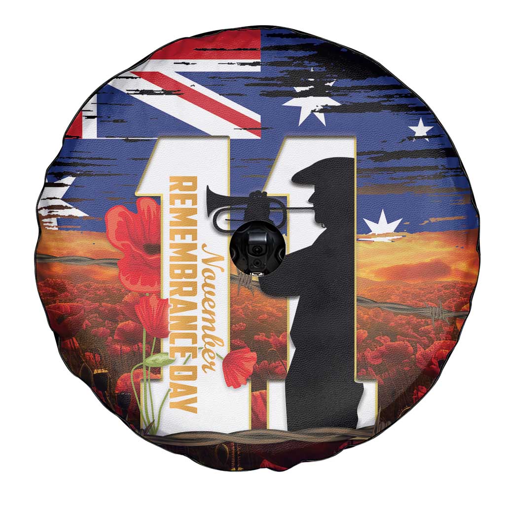 Australia Rememberance Day Spare Tire Cover 11 November Poppy Field With Last Post