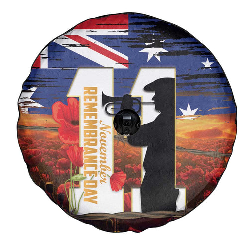 Australia Rememberance Day Spare Tire Cover 11 November Poppy Field With Last Post