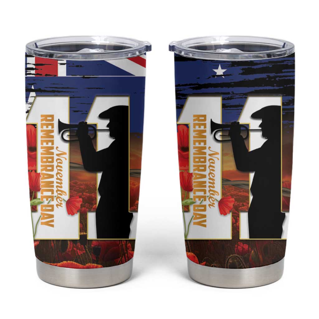 Australia Rememberance Day Tumbler Cup 11 November Poppy Field With Last Post