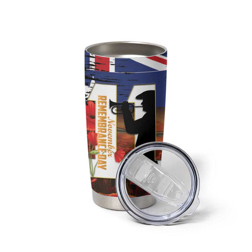 Australia Rememberance Day Tumbler Cup 11 November Poppy Field With Last Post