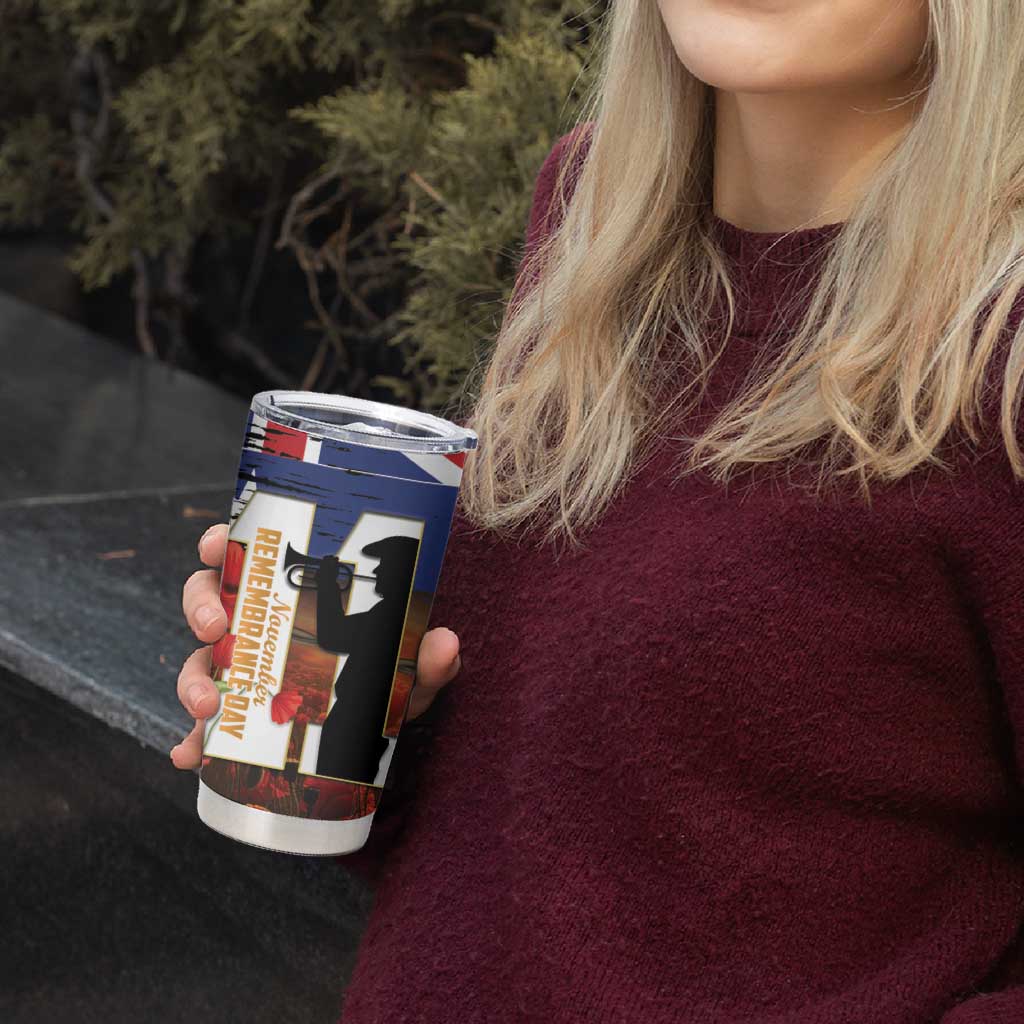 Australia Rememberance Day Tumbler Cup 11 November Poppy Field With Last Post