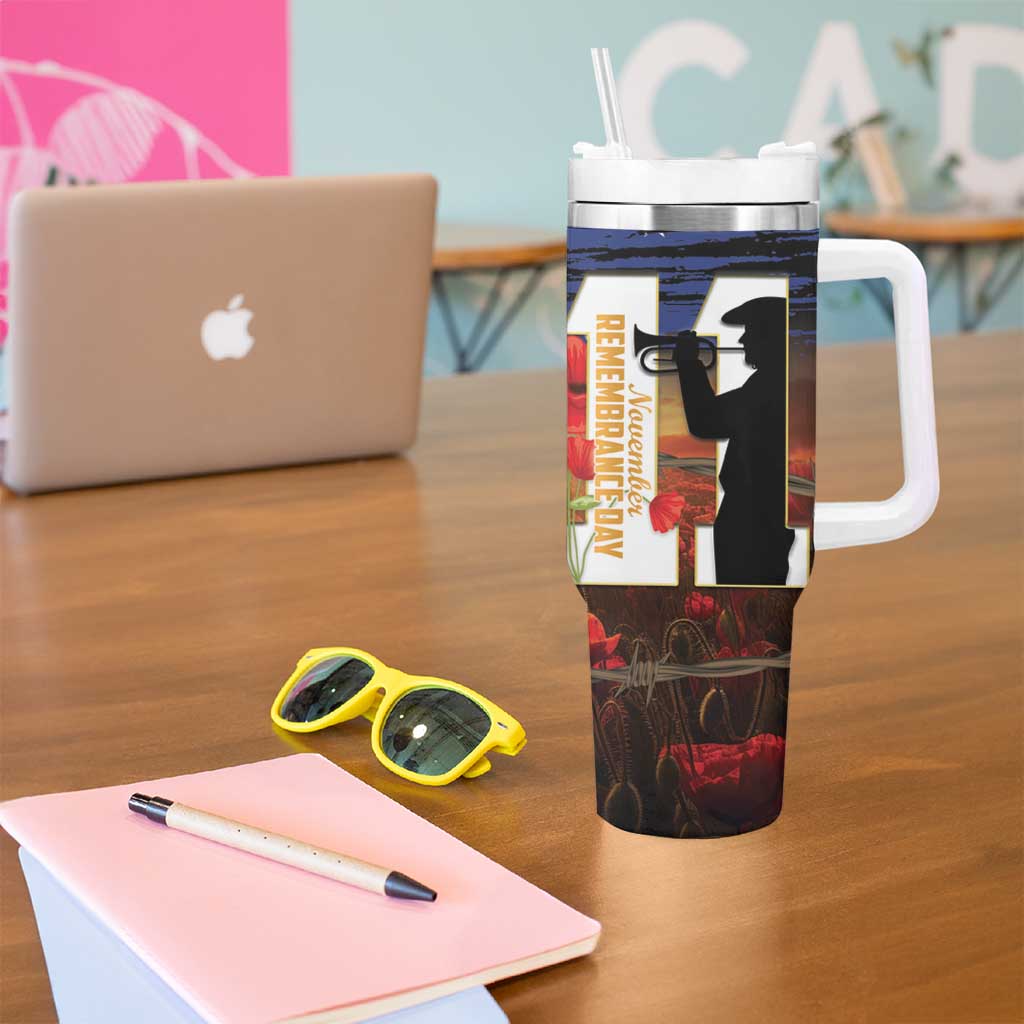 Australia Rememberance Day Tumbler With Handle 11 November Poppy Field With Last Post