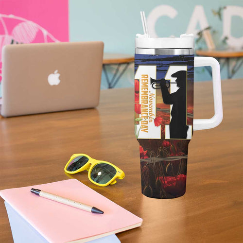 Australia Rememberance Day Tumbler With Handle 11 November Poppy Field With Last Post