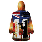 Australia Rememberance Day Wearable Blanket Hoodie 11 November Poppy Field With Last Post