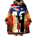 Australia Rememberance Day Wearable Blanket Hoodie 11 November Poppy Field With Last Post