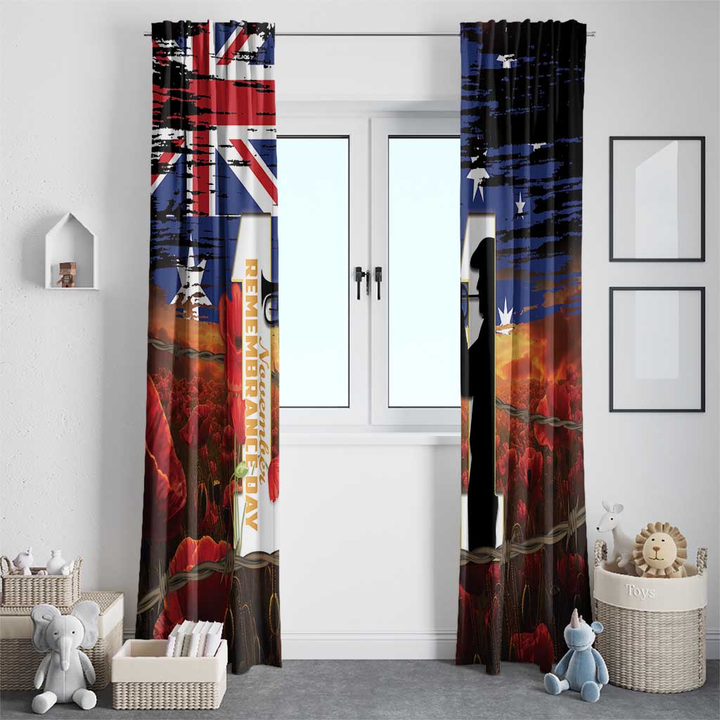 Australia Rememberance Day Window Curtain 11 November Poppy Field With Last Post