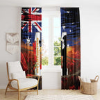 Australia Rememberance Day Window Curtain 11 November Poppy Field With Last Post