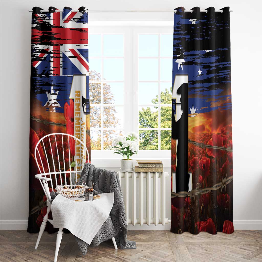 Australia Rememberance Day Window Curtain 11 November Poppy Field With Last Post