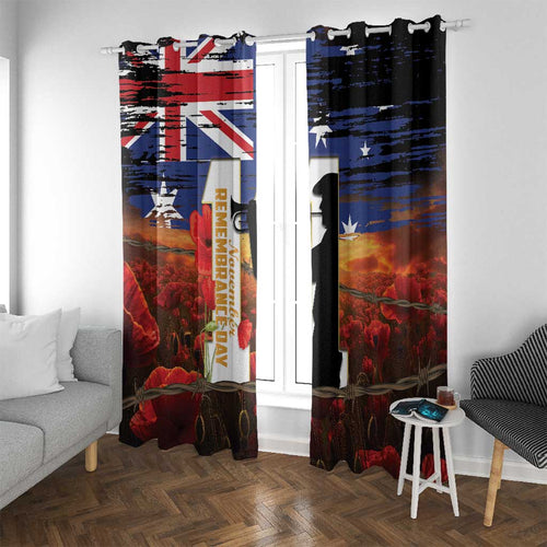 Australia Rememberance Day Window Curtain 11 November Poppy Field With Last Post