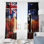 Australia Rememberance Day Window Curtain 11 November Poppy Field With Last Post