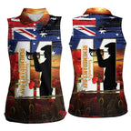 Australia Rememberance Day Women Sleeveless Polo Shirt 11 November Poppy Field With Last Post