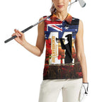 Australia Rememberance Day Women Sleeveless Polo Shirt 11 November Poppy Field With Last Post