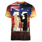 Australia Rememberance Day Women V-Neck T-Shirt 11 November Poppy Field With Last Post