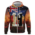 Australia Rememberance Day Zip Hoodie 11 November Poppy Field With Last Post