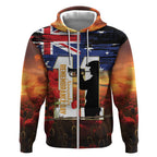 Australia Rememberance Day Zip Hoodie 11 November Poppy Field With Last Post