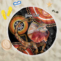 Personalised Australia Frilled Lizard Beach Blanket Aboriginal Art