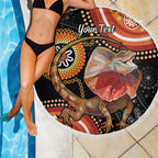 Personalised Australia Frilled Lizard Beach Blanket Aboriginal Art