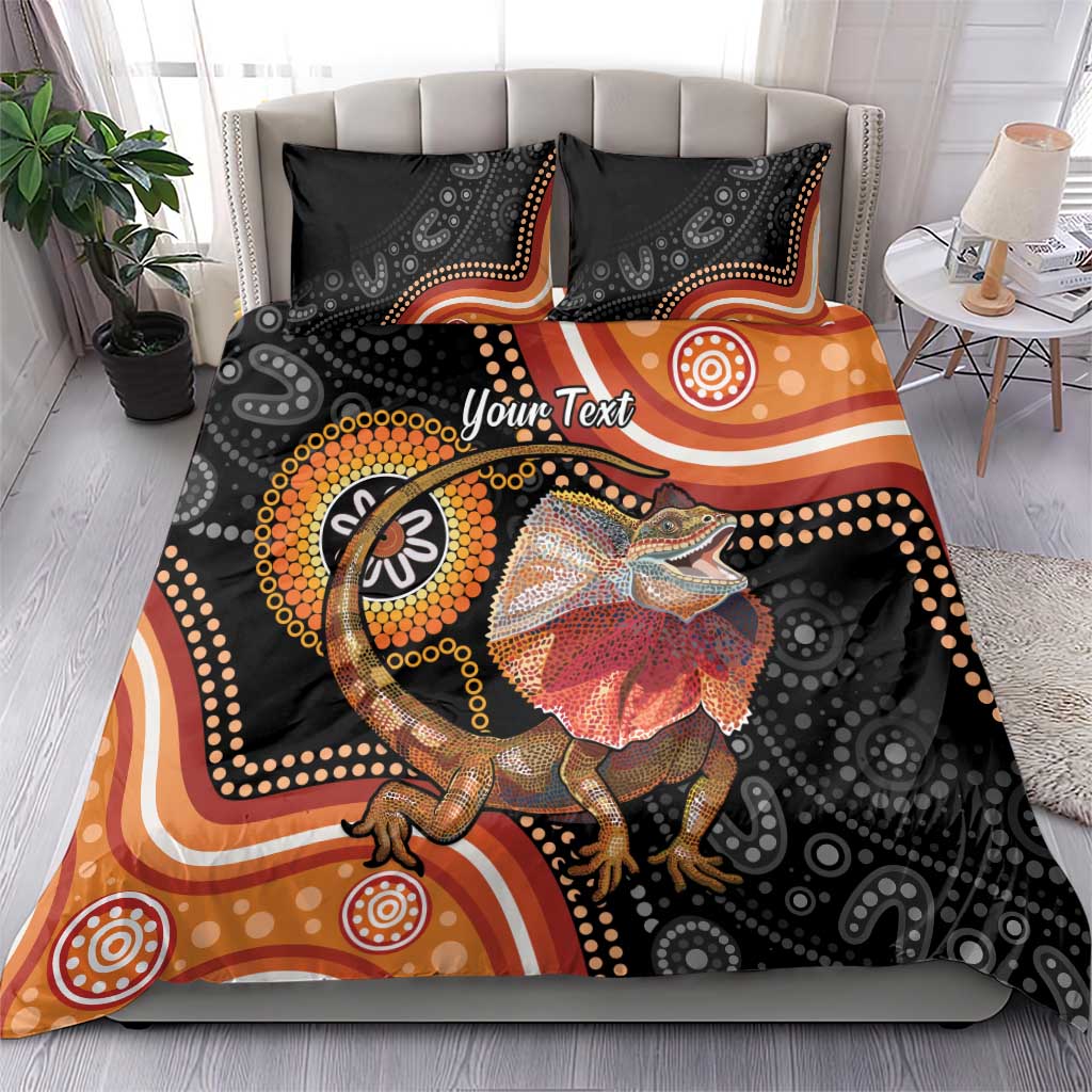 Personalised Australia Frilled Lizard Bedding Set Aboriginal Art