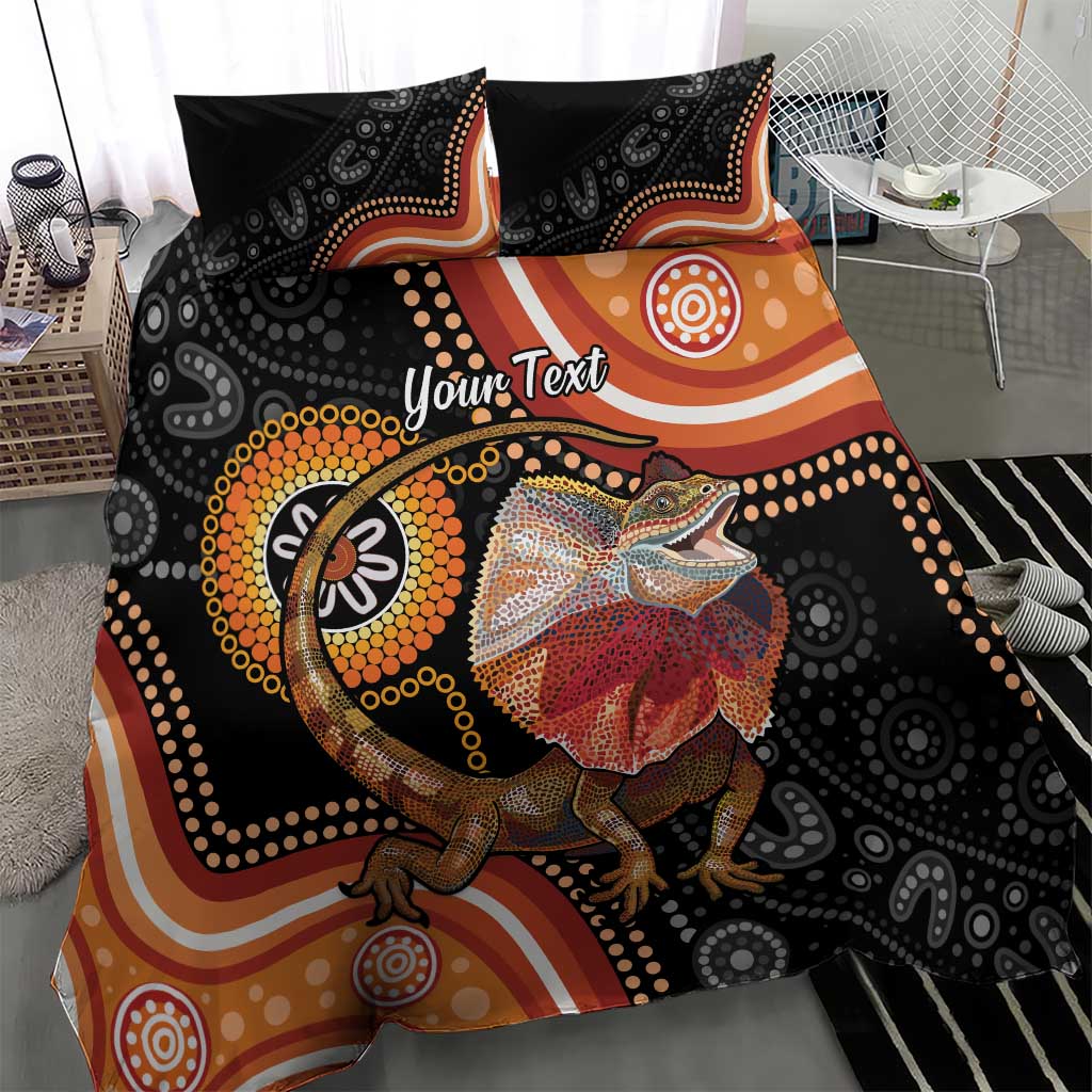Personalised Australia Frilled Lizard Bedding Set Aboriginal Art