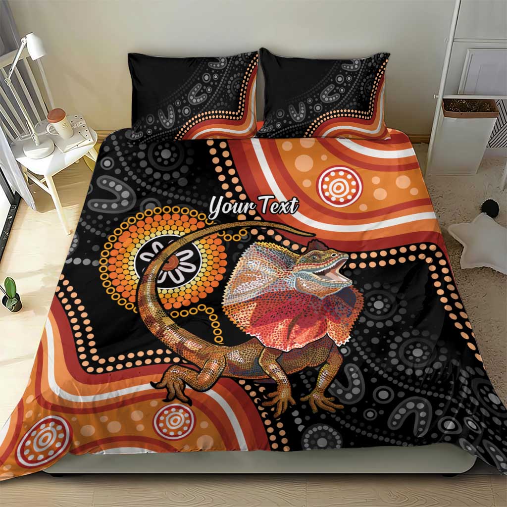 Personalised Australia Frilled Lizard Bedding Set Aboriginal Art