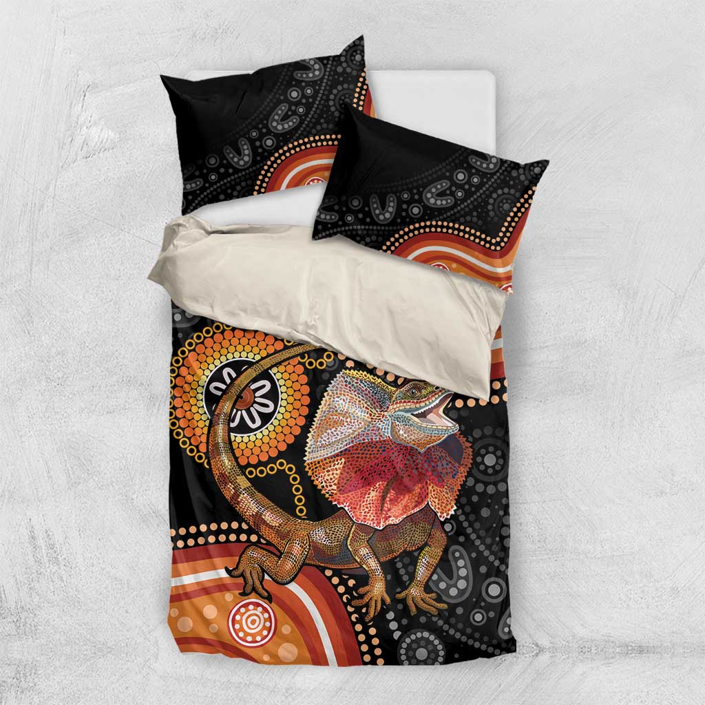 Personalised Australia Frilled Lizard Bedding Set Aboriginal Art
