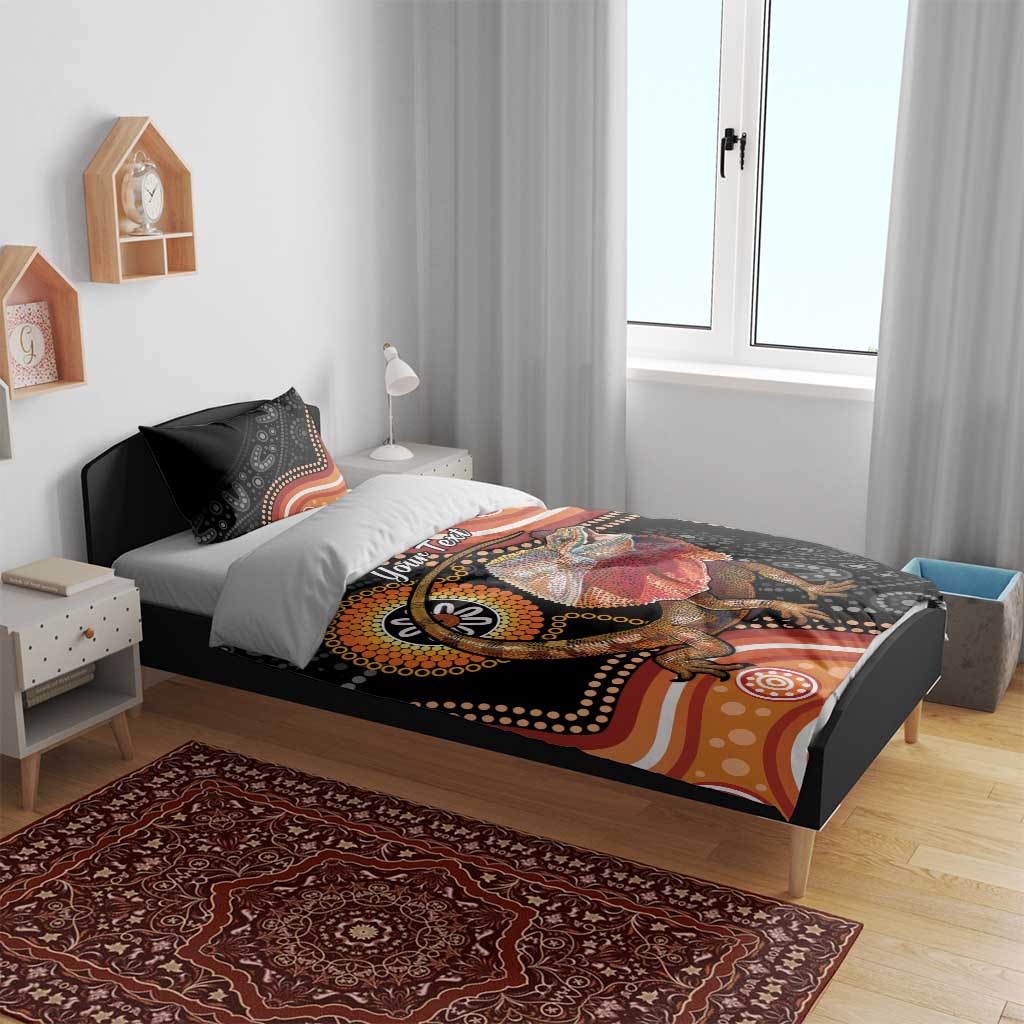 Personalised Australia Frilled Lizard Bedding Set Aboriginal Art