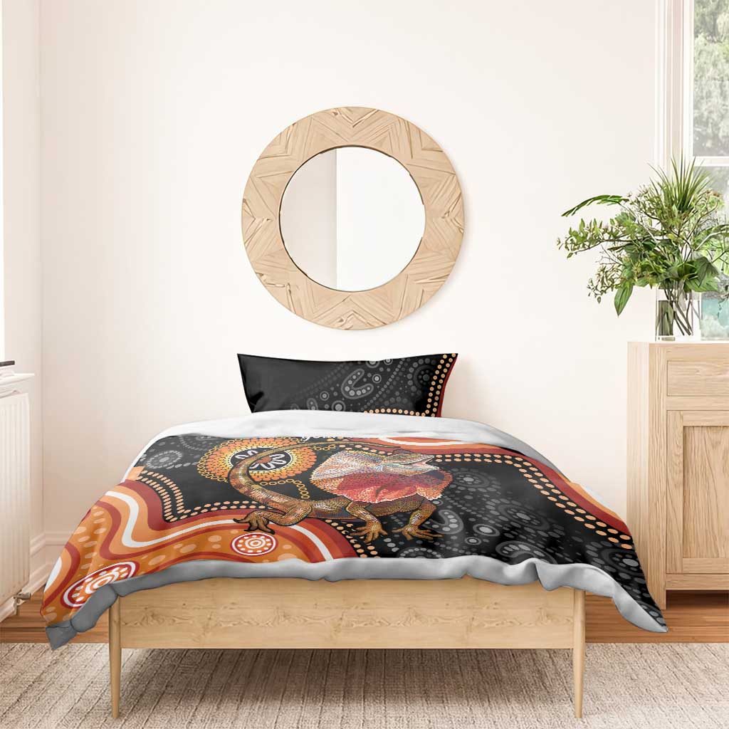 Personalised Australia Frilled Lizard Bedding Set Aboriginal Art