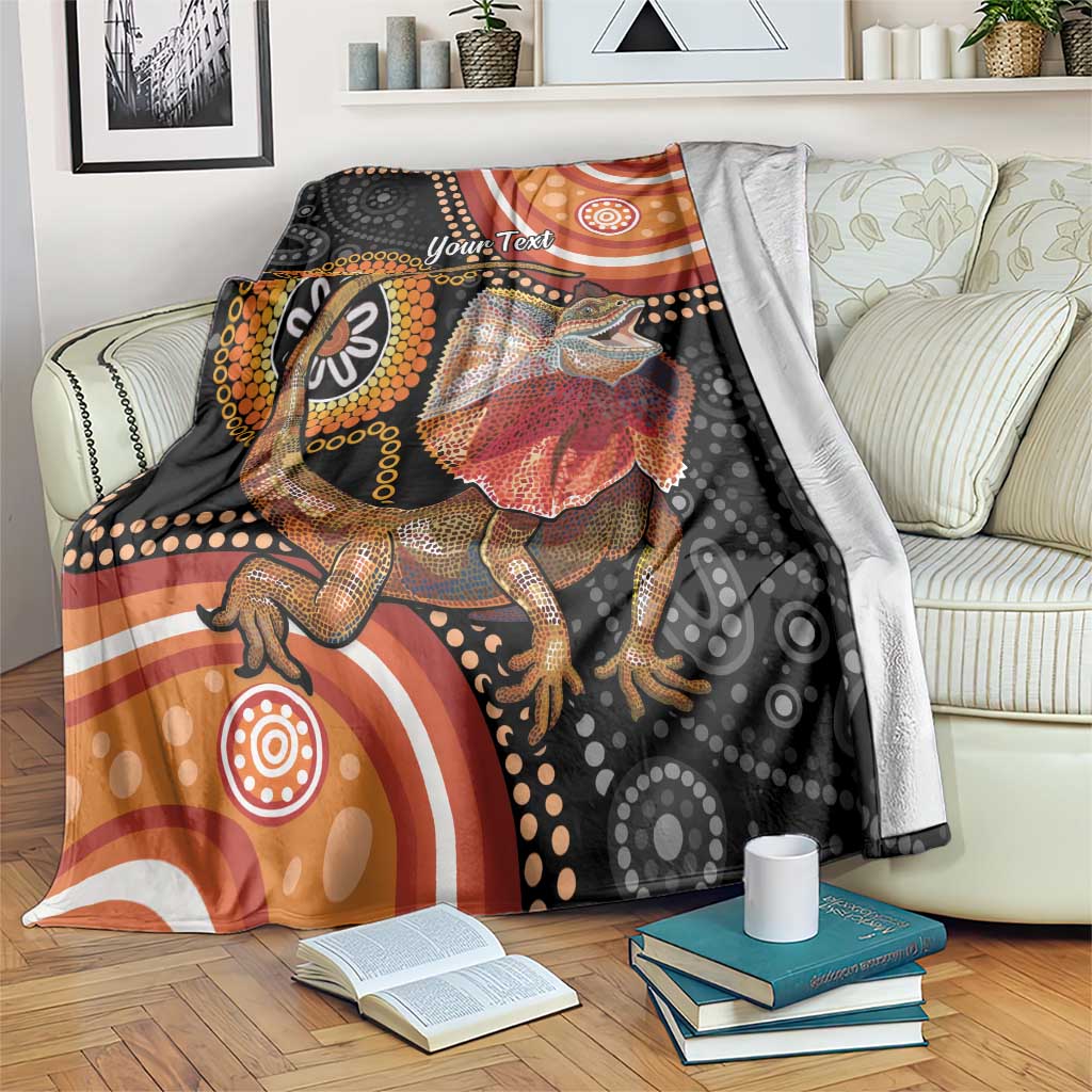 Personalised Australia Frilled Lizard Blanket Aboriginal Art