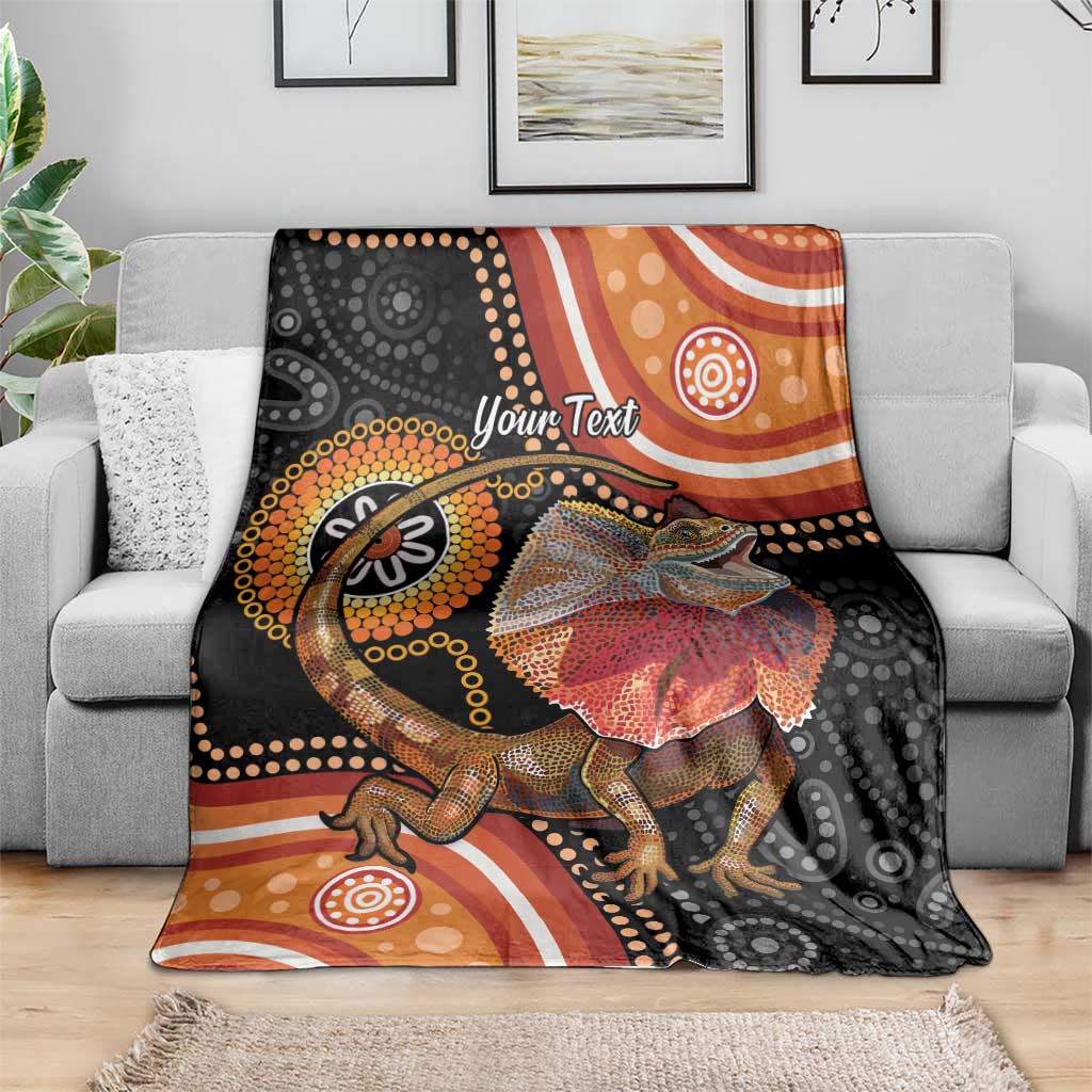 Personalised Australia Frilled Lizard Blanket Aboriginal Art