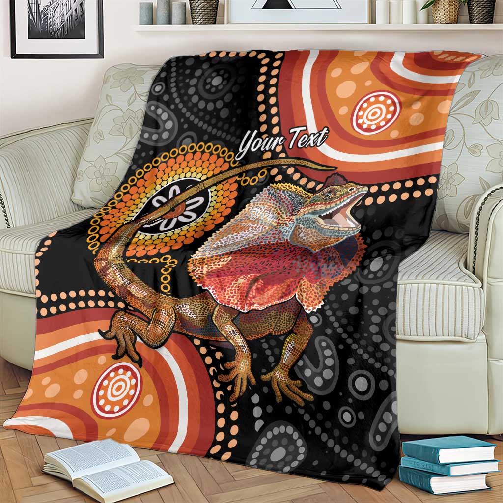 Personalised Australia Frilled Lizard Blanket Aboriginal Art