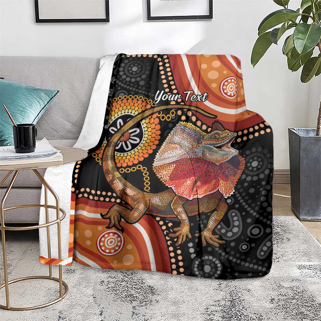 Personalised Australia Frilled Lizard Blanket Aboriginal Art