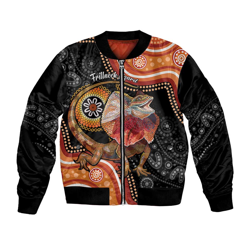 Personalised Australia Frilled Lizard Bomber Jacket Aboriginal Art