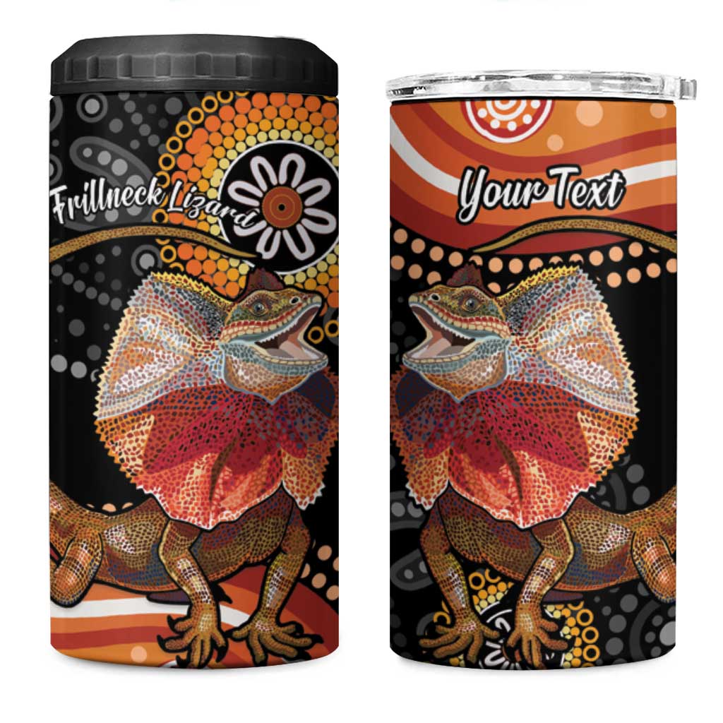 Personalised Australia Frilled Lizard 4 in 1 Can Cooler Tumbler Aboriginal Art