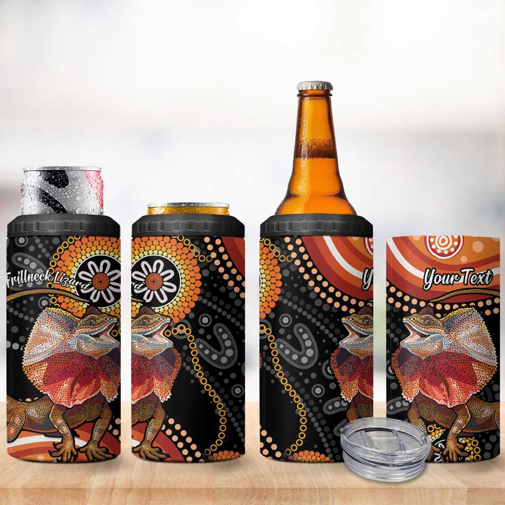 Personalised Australia Frilled Lizard 4 in 1 Can Cooler Tumbler Aboriginal Art