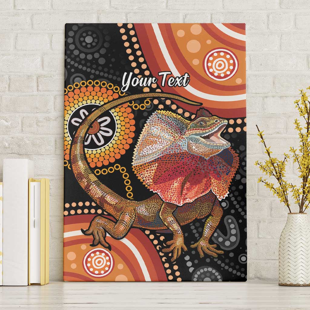 Personalised Australia Frilled Lizard Canvas Wall Art Aboriginal Art