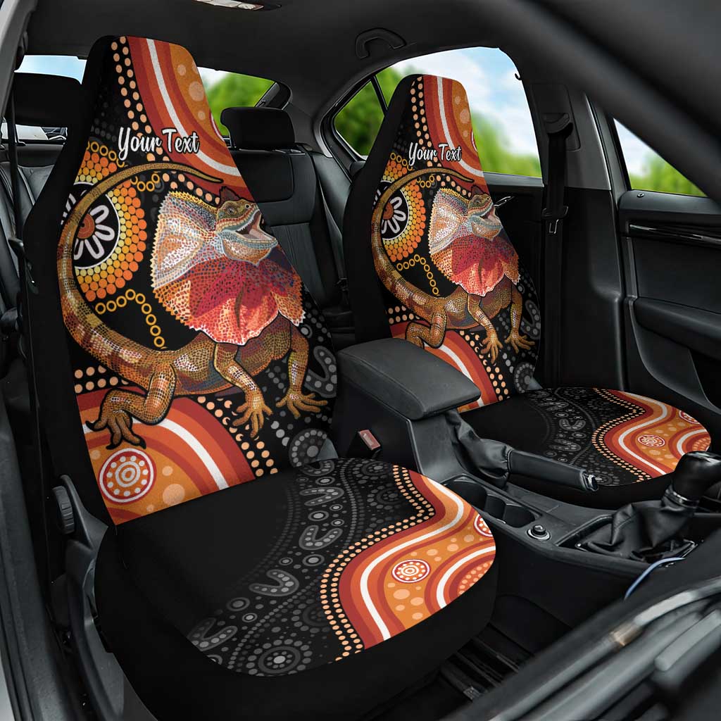 Personalised Australia Frilled Lizard Car Seat Cover Aboriginal Art