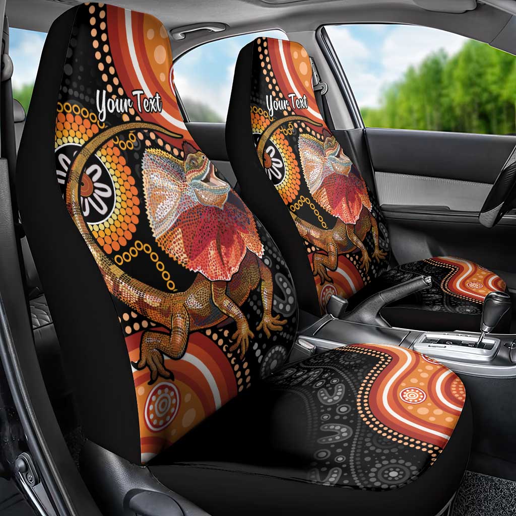 Personalised Australia Frilled Lizard Car Seat Cover Aboriginal Art