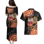 Personalised Australia Frilled Lizard Couples Matching Puletasi and Hawaiian Shirt Aboriginal Art