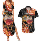 Personalised Australia Frilled Lizard Couples Matching Summer Maxi Dress and Hawaiian Shirt Aboriginal Art
